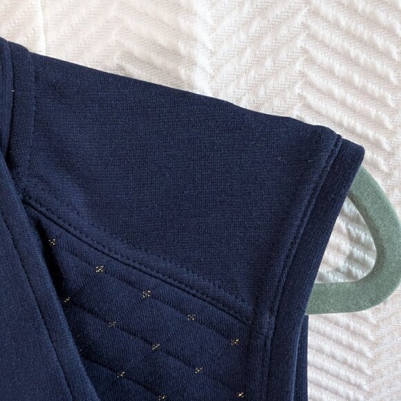 Allison Daley Petite Navy Blue Quilted Vest with Gold Zipper and Trim Size Large - Picture 9 of 12